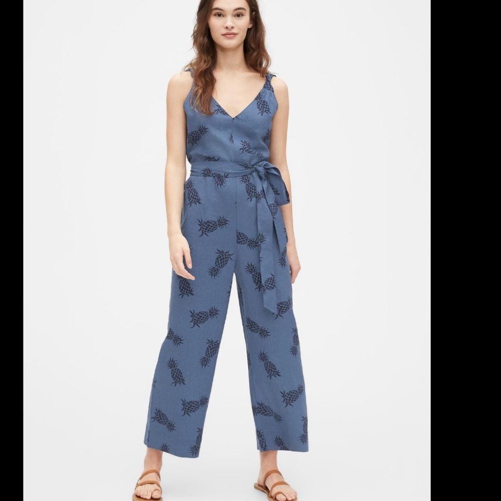 Gap Linen Blend Pineapple Jumpsuit Size 10